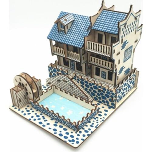 DIY Model toys 3D Wooden Puzzle-Fenghuang Ancient Town Wooden Kits Puzzle Game Assembling Toys Gift for Kids Adult P33