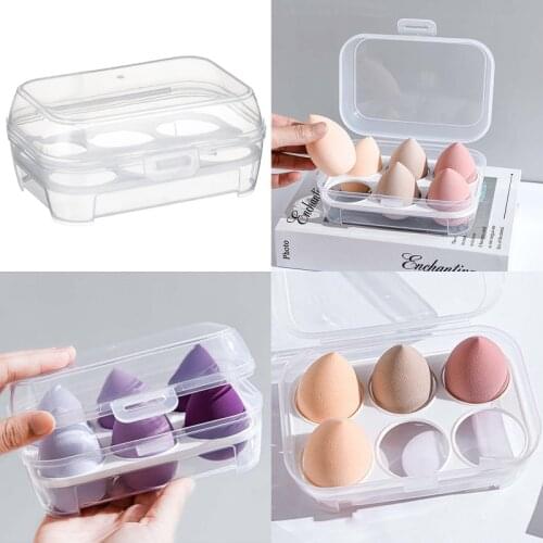 Transparent 6 Grids Travel Beauty Powder Puff Storage Box Makeup Egg Drying Case Portable Sponge Holder Container Organizer