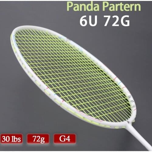 Professional Carbon Fiber Strung Badminton Rackets 30LBS Panda Partern Light Weight 6U 72g G4 Racquet Bags Speed Sports Adult