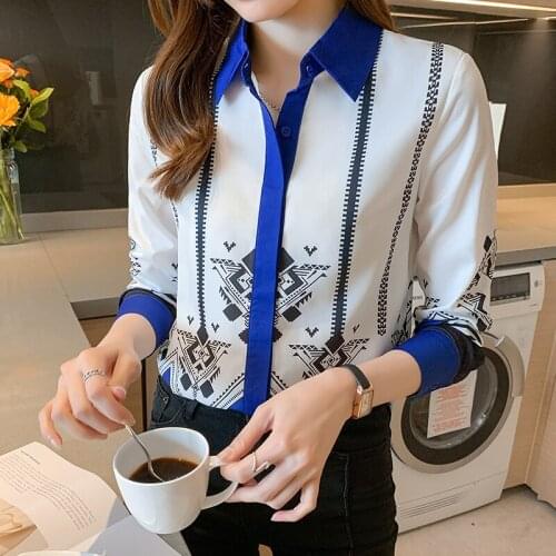 COIGARSAM Shirt Womens Tops Autumn 2021 New Fashion Print Long Sleeve Silk Women Shirts