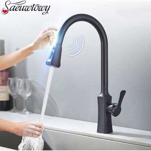 Saeuwtowy Touch Kitchen Tap Pull Out Sensor Touch Kitchen Faucet Crane Mixer Faucet Hot Cold Mixer Tap Rotatble Boost Faucet