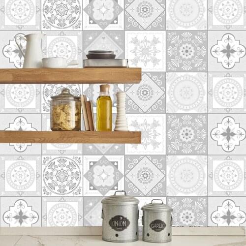 GREY Floor Tiles Diagonal Wall Stickers Desk Wardrobe Decoration Art Mural Bathroom Waist Line Wall Decals H1110