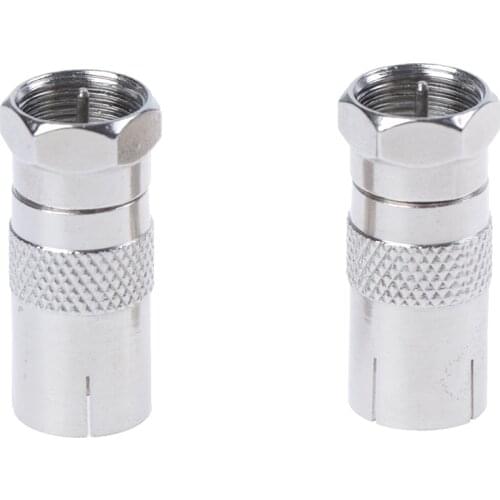 2Pcs F Type Male Plug Connector Socket To RF Coax TV Aerial Female RF Adapters