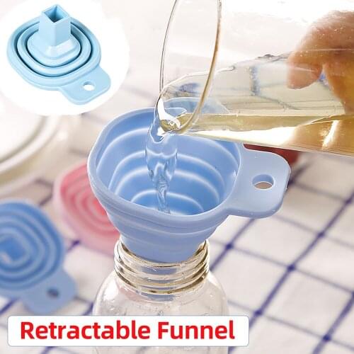 Collapsible Funnels Kitchen Folding Heat Oil Resistant Water Liquid Silicone Gel Kitchen Accessories Food-Grade Foldable Funnels