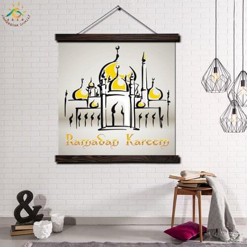 Islamic Castle Modern Wall Art Print Pop Art Picture And Poster Solid Wood Hanging Scroll Canvas Painting Home Decor Ancient