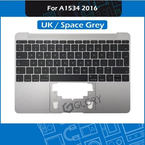 Space Grey 613-02547-A for Macbook Retina 12" A1534 Top Case Topcase with UK Keyboard + backlight 2016 MLHA2 MLHC2