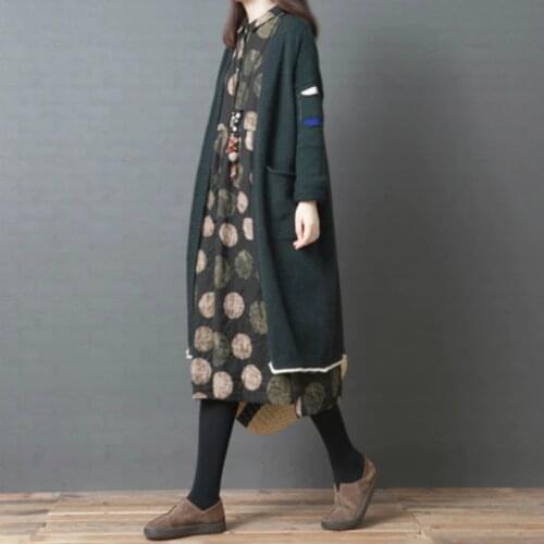 New Maternity Sweaters Autumn and Winter Pregnancy Sweater Coat Loose Large Size Solid Color Long Cardigan Pregnant Tops