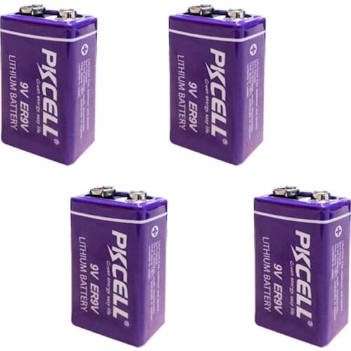 4pcs ER9V 6F22/6LR61 thermometer PP3 1200mah 10.8V Lithium-thionyl chloride(Li-SOCl2) battery ER 9V Batteries for smoke alarm