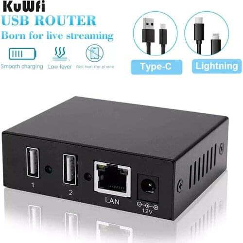 KuWFi USB Switch Router Supply Network while Charging for Mobile Phone Live Broadcast Game Live Streaming High Speed RJ45 Cable