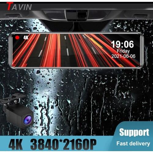 TAVIN D255 4K Video Recorder Dash Cam 12 Inch Rear View Mirror GPS Track Car DVR Sony IMX415 Ultra HD 3840*2160P Camera