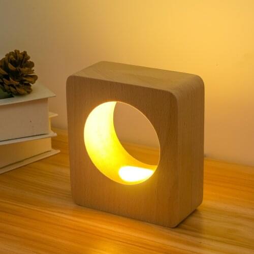 High end gift customized intelligent solid wood LED Night Light Gift New exotic Japanese European USB desk lamp