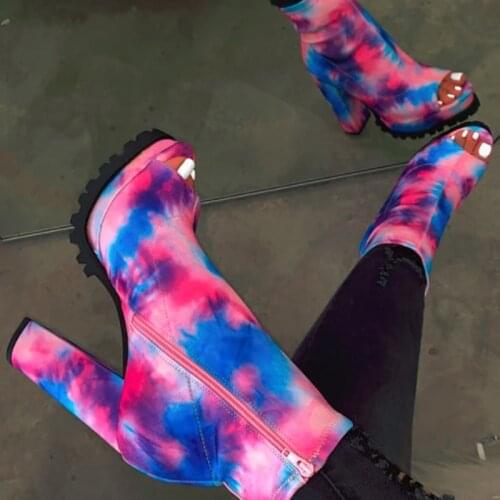 MCCKLE Women Zip Peep Toe Leopard Ankle Boots New Ladies Snake Pattern Platform Thick High Heels Female Fashion Shoes 2021