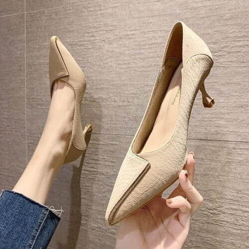 High Heels Women 2021 Spring and Autumn New Pointed Toe Stiletto Buckle All-match Single Shoes Girl Stiletto