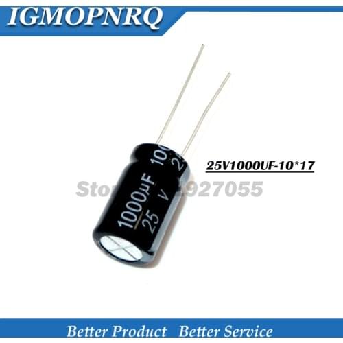 10PCS 25V1000UF 10*17mm 1000UF 25V 17x10 1000uf25v Aluminum electrolytic capacitor new