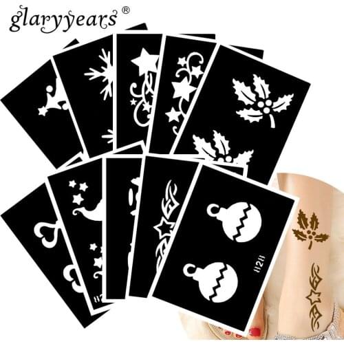 10 Pieces/Set Henna Tattoo Stencil Stars Pattern Paste Drawing Lady Body Art Tattoo Stencil Sexy Product Waterproof 2019 HN#29