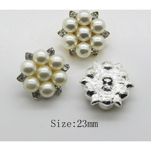 New 10pcs/lot 23mm Alloy Pearl buttons shiny Rhinestone buttons sewing clothing metal button wedding DIY craft supplies