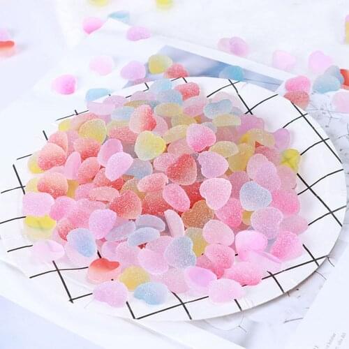10Pcs/lot Fake Candy Heart Bear Shape Candy Simulation Food DIY Jewelry Kit Accessories Kids Gift Decoration Craft