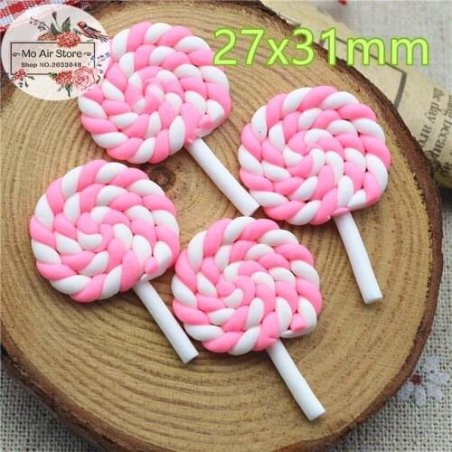 Light pink lollipop sweet dessert 10PCS polymer clay Flatback Cabochon Art Supply Decoration Charm DIY Craft