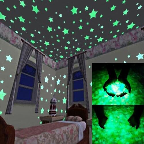 100PCS 3CM Luminous Sticker Star Standing Wall Sticker наклейки Living Room Bedroom Decor Home Glow Star Fluorescent Sticker