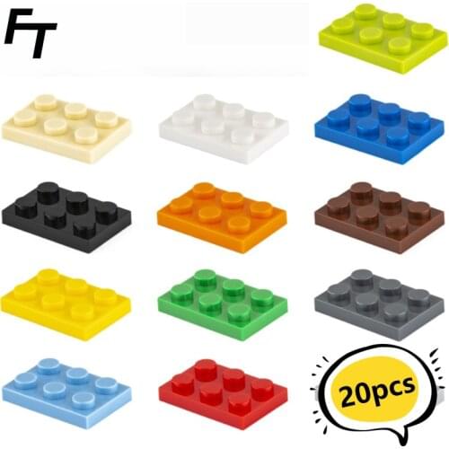20Pcs Small Particle 3021 2x3 Plate Brick Building Block Flat DIY Parts Buildmoc Compatible Assembly Particle Creative Gift Toys