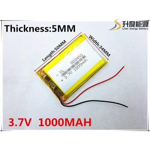 3.7V,1000mAH,[503450] PLIB; polymer lithium ion / Li-ion battery for GPS,mp3,mp4,mp5,dvd,bluetooth,model toy