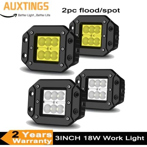 3inch 18W Yellow White LED Work Light Offroad Fog Driving Light Spot Flood Beam Lamp Auto for Motorcycle SUV 4WD ATV Truck Car