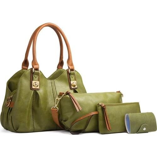 2021 New Retro 4 Sets Women Handbags Shoulder Bag Diagonal Bag High Quality Patent Leather Female Messenger Bag Luxury Tote