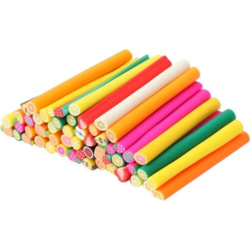 50Pcs 3D Nail Art Fruit Pattern Manicure Fimo Canes Sticks Rods Stickers Gel Tip