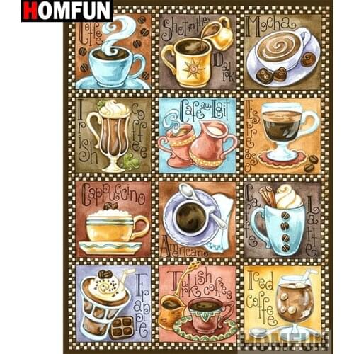 HOMFUN Full Square/Round Drill 5D DIY Diamond Painting "Coffee pattern" Embroidery Cross Stitch 5D Home Decor Gift A12998