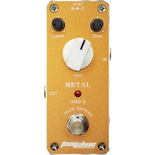 AROMA AMD-3 Mini Metal Distortion Electric Guitar Effect Pedal with Fastener Tape Aluminum Alloy Housing True Bypass