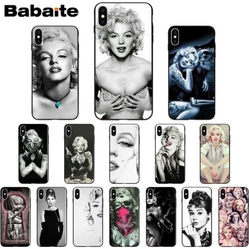 Babaite Tattoo girl Audrey Hepburn Marilyn Monroe Silicone Soft TPU Phone Case for iPhone X XS MAX 6 6S 7 7plus 8 8Plus 5 5S XR