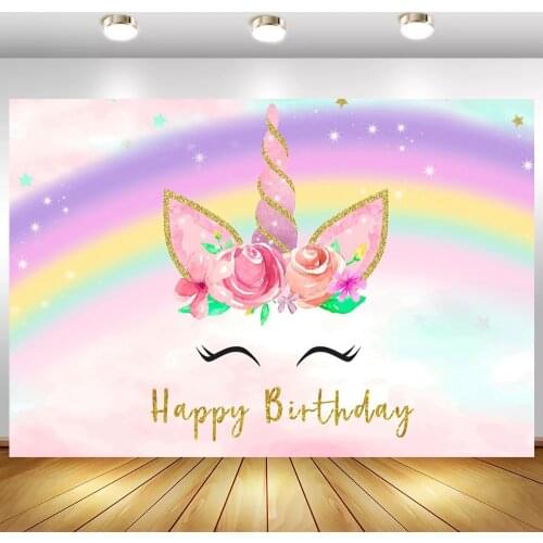Glitter Sparky Unicorn Eyelash Photography Background Newborn Baby Shower Girl 1st Birthday Photo Backdrop Cake Table Decor