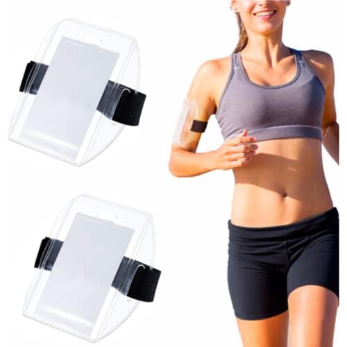 Arm ID Card Holder Pvc Card Sleeve Id Badge Holder Elastic Arm Band Card Holder Photo Case Transparent Adjustable Strap