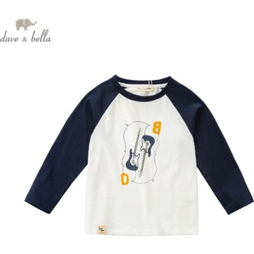 DKY16774 dave bella spring 5Y-13Y kids boys clothes children fashion cartoon patchwork T-shirt boy high quality fashion tees