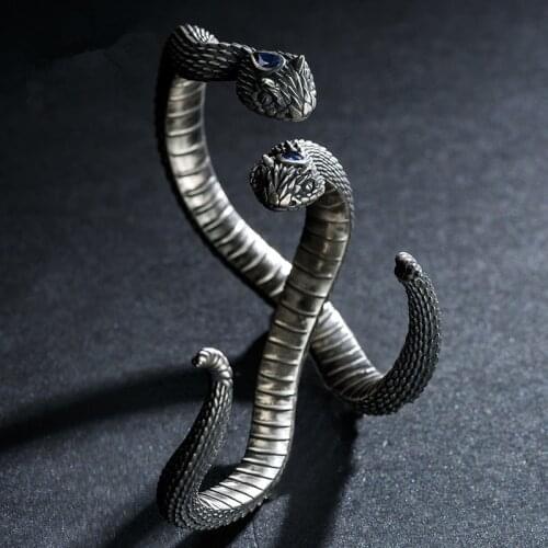 Personality Vintage Silver Color Snake Bracelet Bangle Motorcycle Party Punk Domineering Women Men' Bangle Cool Hip Hop Jewelry