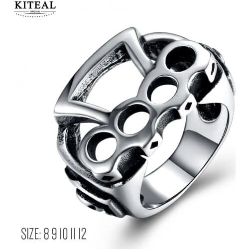 KITEAL High Quality stainless steel size 10 11 12 8 9 male Tail ring hollow Punk men jewelry opal wedding jewelry