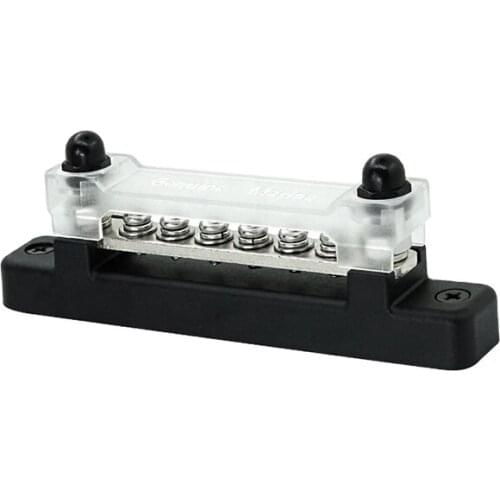 6 Terminal 130A Bus Bar & Cover Ground Distribution Block Kit Car Truck Boat Marine Power Distribution Terminal Block