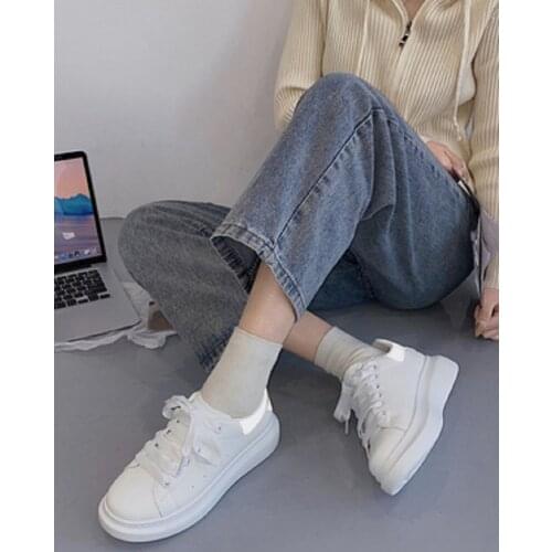 Korean womens shoes spring 2021 new simple and fashionable thick-soled increased student sports casual shoes comfortable