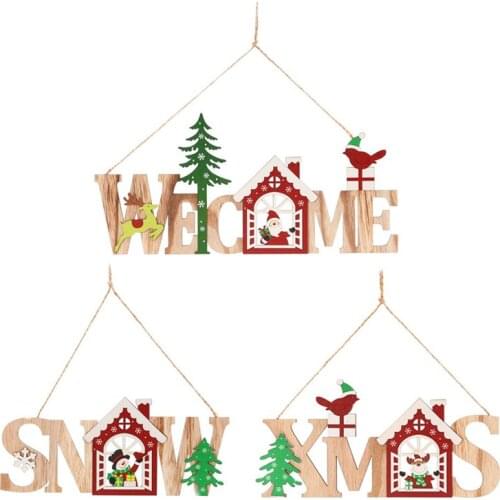 Creative Christmas Ornaments Wooden Ornaments Cute Car Star Snow dog Wood Handmade Xmas Tree Decoration Christmas Tree Wood