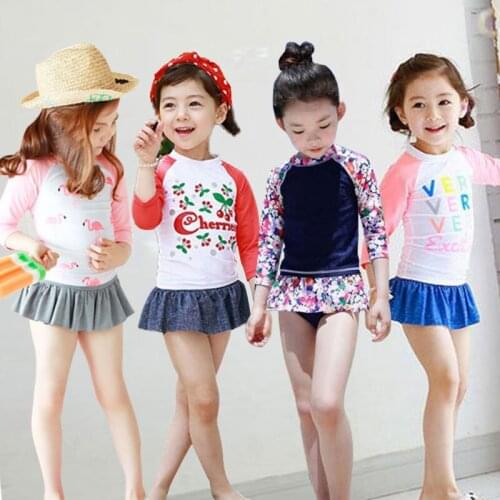 Girls Two Pieces Swim Suits Children Swimwear Kids Bathing Suits Girls Swimsuits Skirt Beach Wear Maillot De Bain Femme