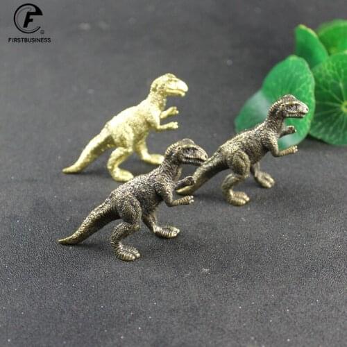 Copper Anicent Animal Tyrannosaurus Rex Statue Car Decoration Craft Home Decor Accessories Retro Brass Dinosaur Miniature Figure