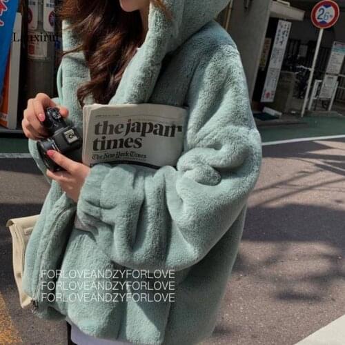 Fashion Faux Fur Coat Winter Women Casual Hooded Slim Long Sleeve Faux Fox Fur Winter Jacket Women casaco feminino