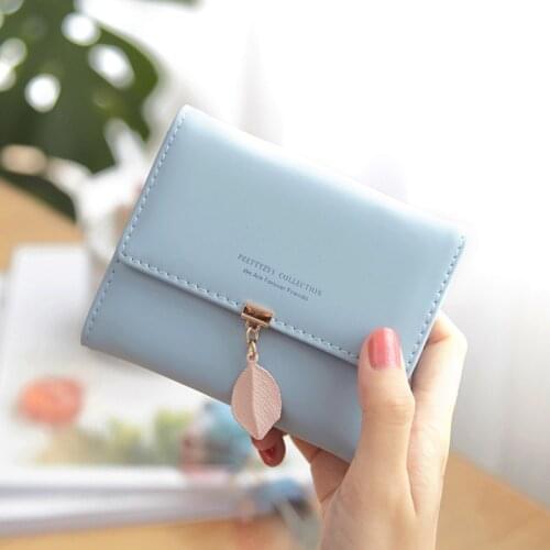 Fashion PU Leather Wallet women Female Zipper 3 fold Small Wallet Short Coin Purse Mini card holder solid money bag