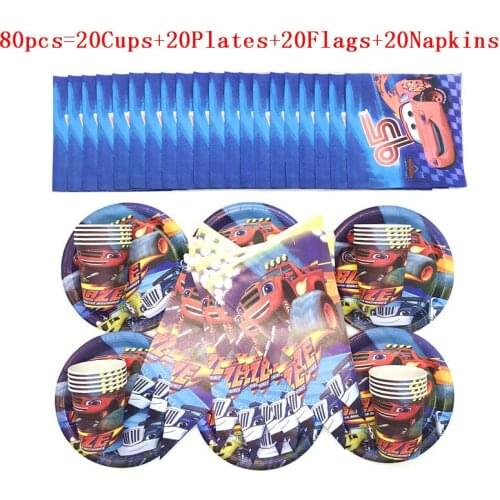 Cartoon Blaze and the Monster Machines Theme Birthday Party Sets Decorations Paper Cup Kids Boy Children Day Party Supplies Car