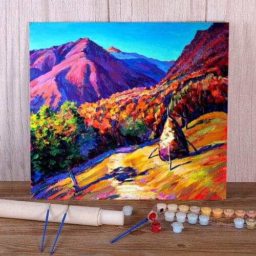 Landscape Hot Autumn Coloring By Numbers Painting Set Oil Paints 40*50 Painting On Canvas Handmade Crafts For Adults Art