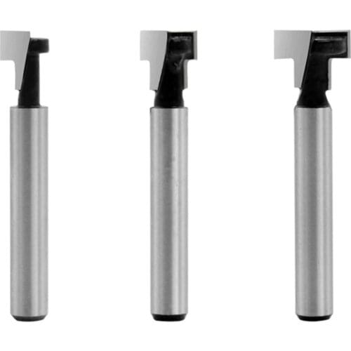 3pcs 1/4" Shank T-Slot Cutter Router Bit Set Wood Cutter Hex Bolt Key Hole Bit T Slotting Milling Cutter for Woodworking