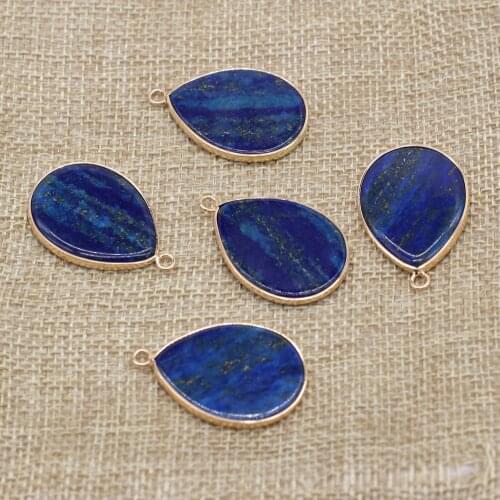 Natural Stone Pendant Water Drop Lapis lazuli Pendant Making for Charms Jewelry Necklace Earring Gift for Women