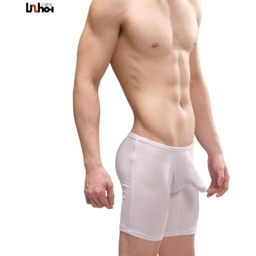 New Hot Sexy Mens Modal Underwear Long Leg Boxer w/ Contoured Front Penis Pouch Soft (Asian Size Be Careful)
