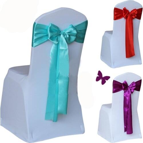 Wholesale 100pcs/lot Wedding Chair Cover Sash Bow Tie Ribbon Decoration Wedding Party Supplies 14 Color for Choose