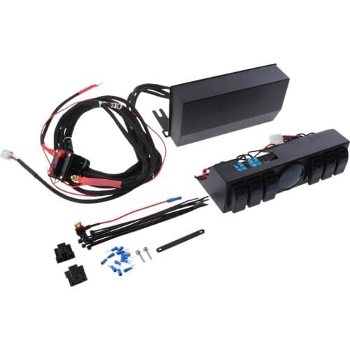 6 Rocker Relay Switch Panel Cotrol Box With Digital Voltmeter for Jeep JK